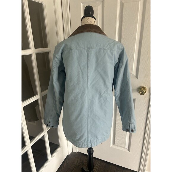 Vintage LL Bean Baby Blue Quilted Lined Barn Chore Coat Canvas Field Jacket M - Picture 10 of 11